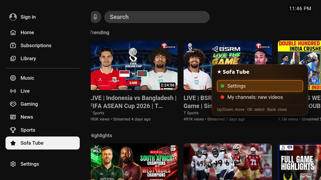 ★ Sofa Tube in the sidebar